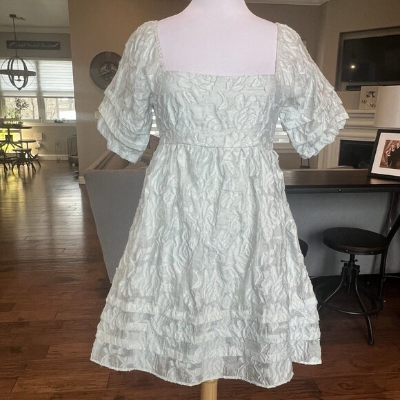 NWT $52 BaeVely Rylee Mini Dress Medium Baby Blue Ethereal Feminine Fairycore - Picture 4 of 16